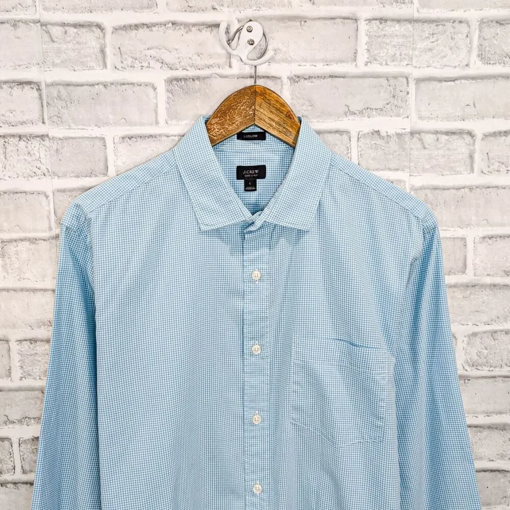 J.Crew Ludlow Men's Button up Shirt in Light blue mini check size Large